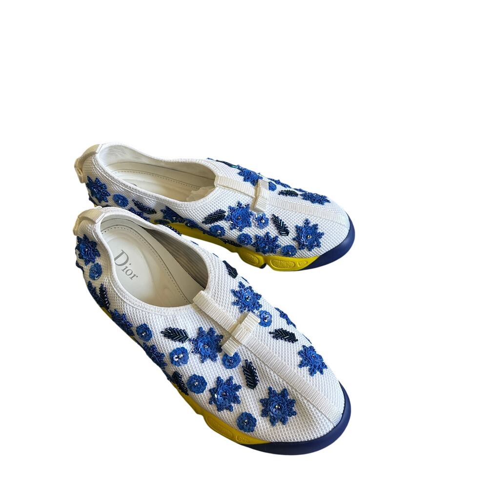 Christian Dior Fusion Blue Floral Crystal Embroidered Mesh Sneaker EU 39 NEW - Picture 7 of 13